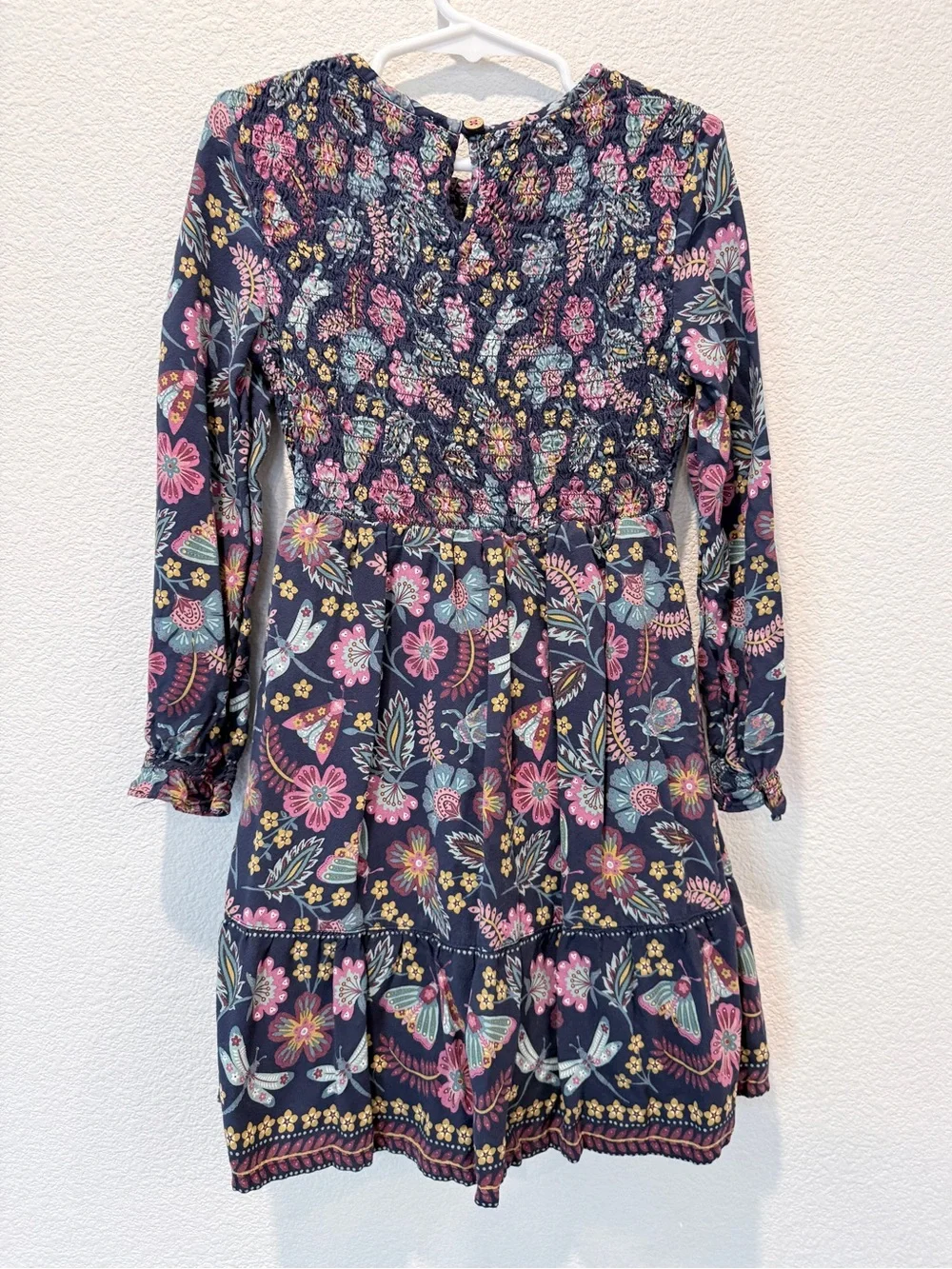 FatFace Girls Smocked Floral Dress Boho Fairycore Whimsygoth Prairie Pockets 5/6